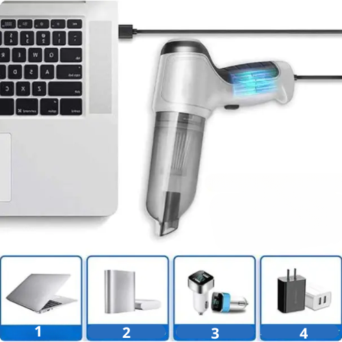 Aspirador Portátil Sem Fio para Carro – Poderoso, Leve e Recarregável via USB