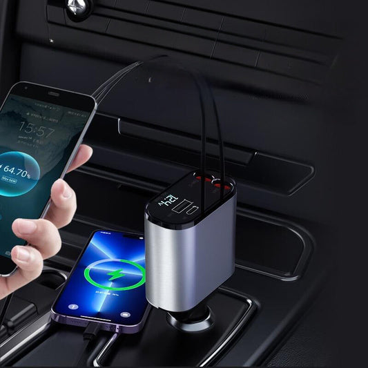 Nopean latauksen auton laturi 12V – USB & Type-C näytöllä
