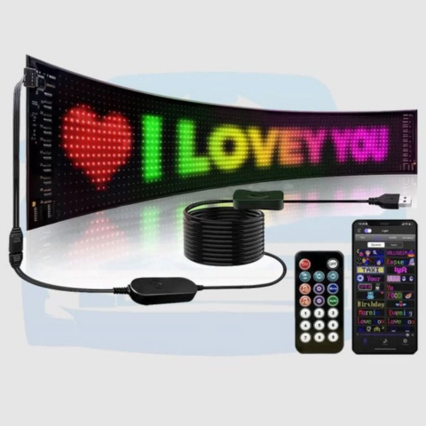 Ecran LED Animat Pentru Mașină – Mesaje și Emojis Personalizate