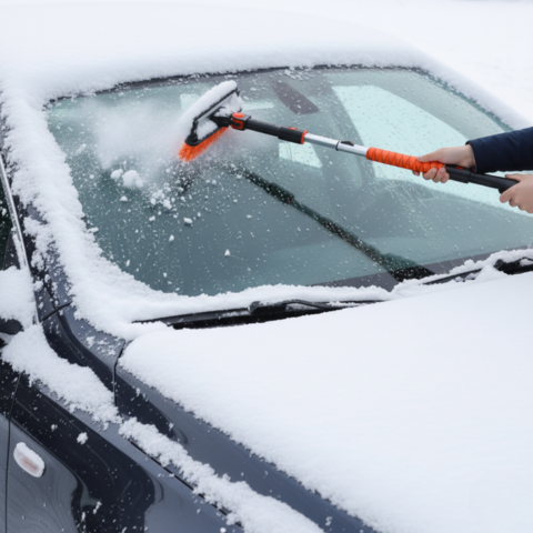 Perie de zăpadă și racletă auto — Mânere reglabil și detașabil