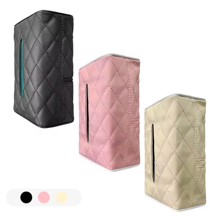 Boks Til Servietter Bil I PU Læder – Montering Solskærm Eller Hovedstøtte