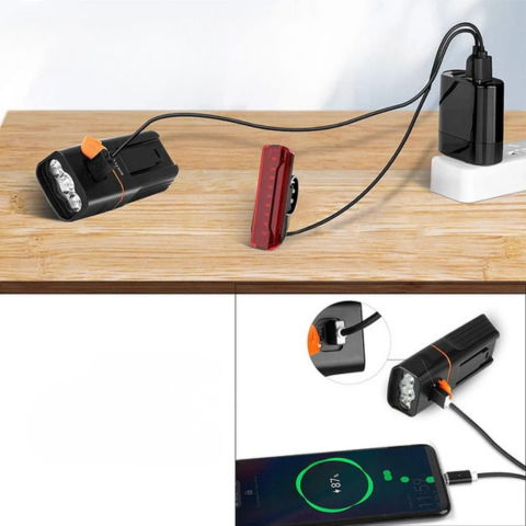 Kit de luzes para bicicleta recarregáveis por USB - Visibilidade e segurança totais