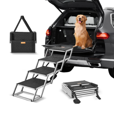 Escaliers Pliables Pour Chien — Accès Facile Au Coffre De Voiture