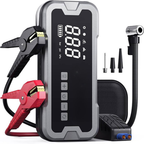 Iniciador de Carro Portátil — Multifuncional com Compressor 