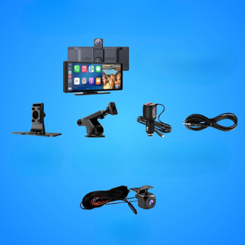 Tela de Carro Multifuncional – Suporte para Câmera de Ré e Controle Vocal 