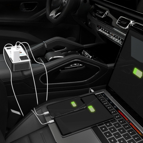 Convertisseur De Courant Voiture – Prises Secteur Et Ports USB Rapides