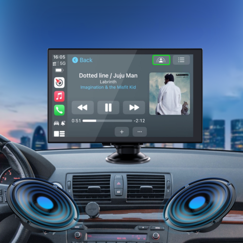 شاشة تعمل باللمس محمولة — GPS، موسيقى & تحكم صوتي 