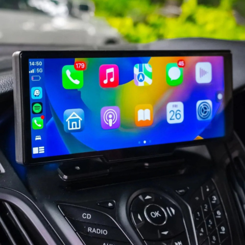 Tela de Carro Multifuncional – Suporte para Câmera de Ré e Controle Vocal 