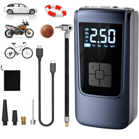Mini Compressor de Ar Portátil — Inflador Sem Fio Inteligente 