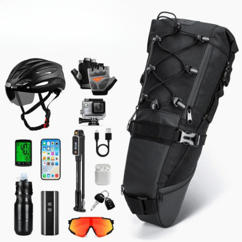 Bolsa de Selim de Bicicleta Grande Capacidade — Impermeável & Refletiva 
