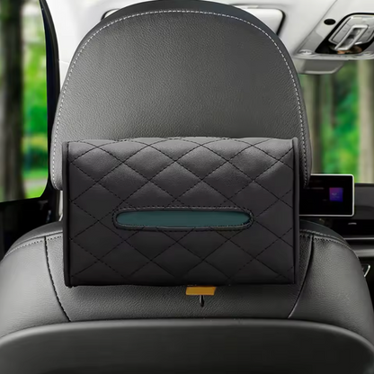 PUレザー製の車用ティッシュボックス - サンシェードまたはヘッドレストに取り付け 