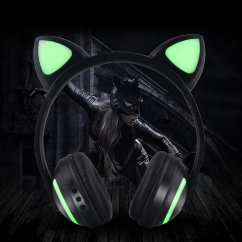 Auriculares de gato Bluetooth iluminados - Conforto de audição e estilo original