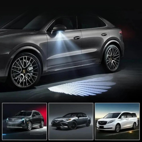 Světlo na dveřích auta s andělskými křídly - vizuální efekt a jedinečný styl