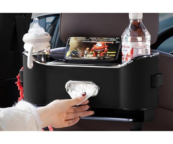 Organizador do banco traseiro com ganchos e caixa de arrumação - Espaço optimizado e carro arrumado